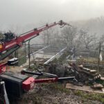 Stellen von Fundament Plattform mit Raupenkran3